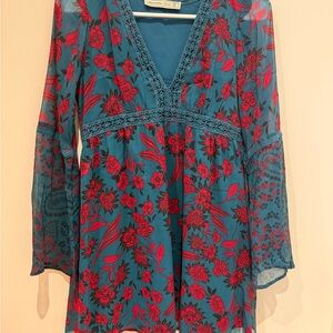Abercrombie & Fitch Blue and Red Floral Dress